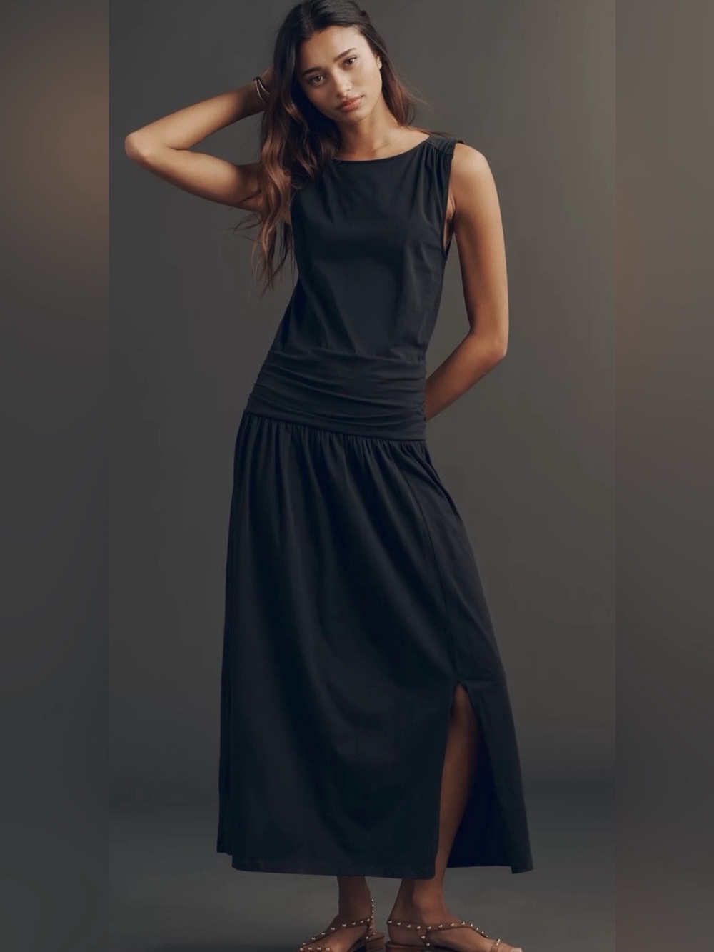 Nation Los Angeles | Cleo Midi Cotton Side Slit Dress